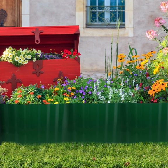 OULII Wave Lawn Edging Garden Fence Border Plastic Decorative Outdoor Garden Fence in Green