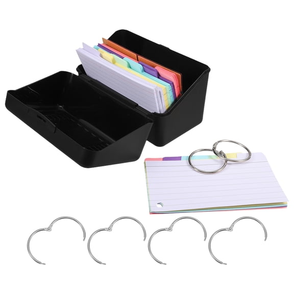 OULII 1 Set Flash Card Holders Plastic Index Card Holders Card Organizer Index Card Box Recipe Card Box Business Card Organizer with Divider for Home Office