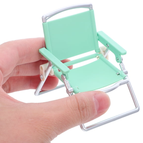 OULII Dollhouse Furniture Set with Green Plastic Folding Chairs and Picnic Table, Decorative Miniature 1 Set