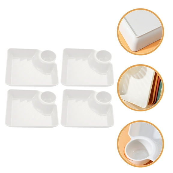 OULII 4Pcs White Plastic Snack Serving Platters Ideal for Desserts Fruits and Appetizers