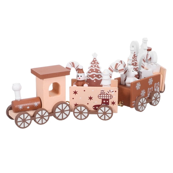 OULII Multi-Color Wood Train with Snowman for Tabletop Decoration 1Set