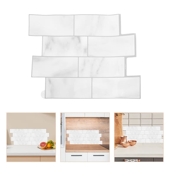 OULII Self Adhesive Light Grey 3D Wall Sticker for Kitchen and Bathroom Splashback Decor