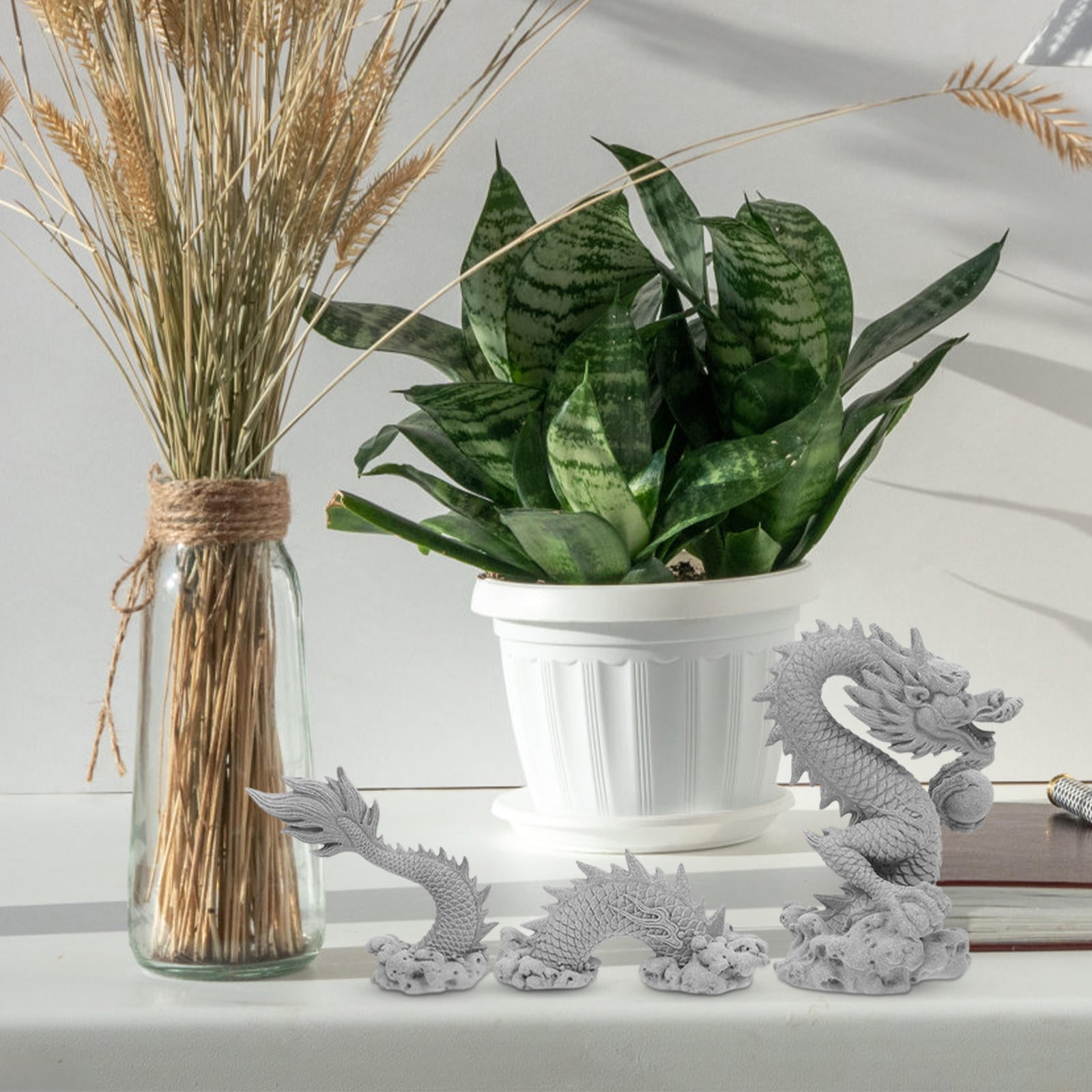 OULII 1 set of Dragon Statue Versatile Chinese Dragon Decor For Home Office Garden Aquarium ...