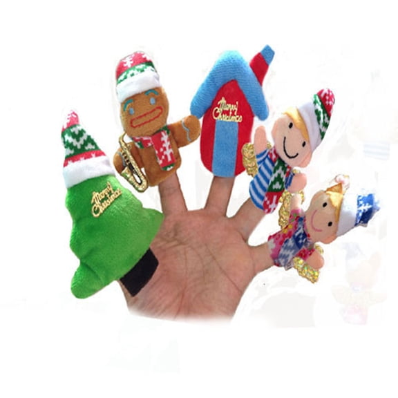 OULII 10Pcs Christmas Plush Finger Puppets Assorted Colors for Holiday Fun and Puppet Theater