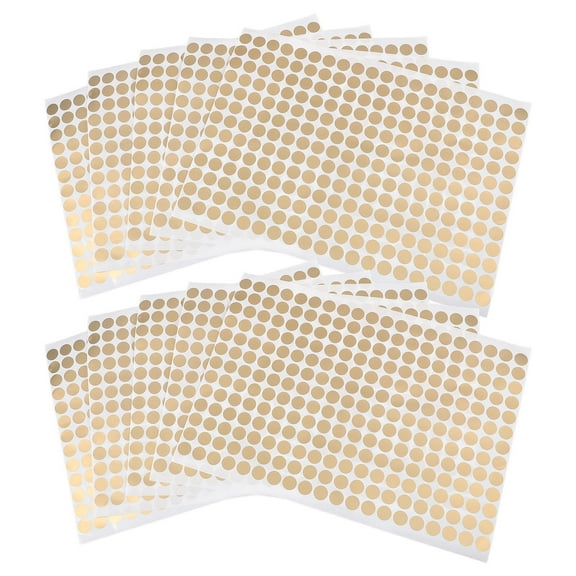 OULII Circle Dots Labels Copperboard Self Adhesive Golden 10 Sheets