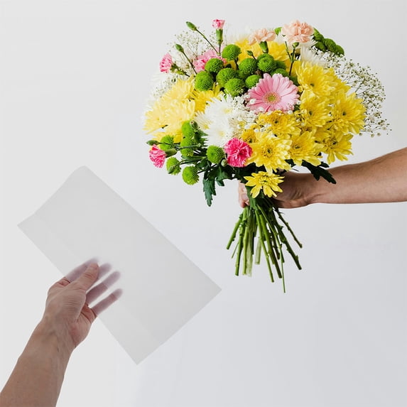 OULII 100Pcs White Floral Wrapping Tissue Paper Sheets with Hand Crimped Design for Flowers