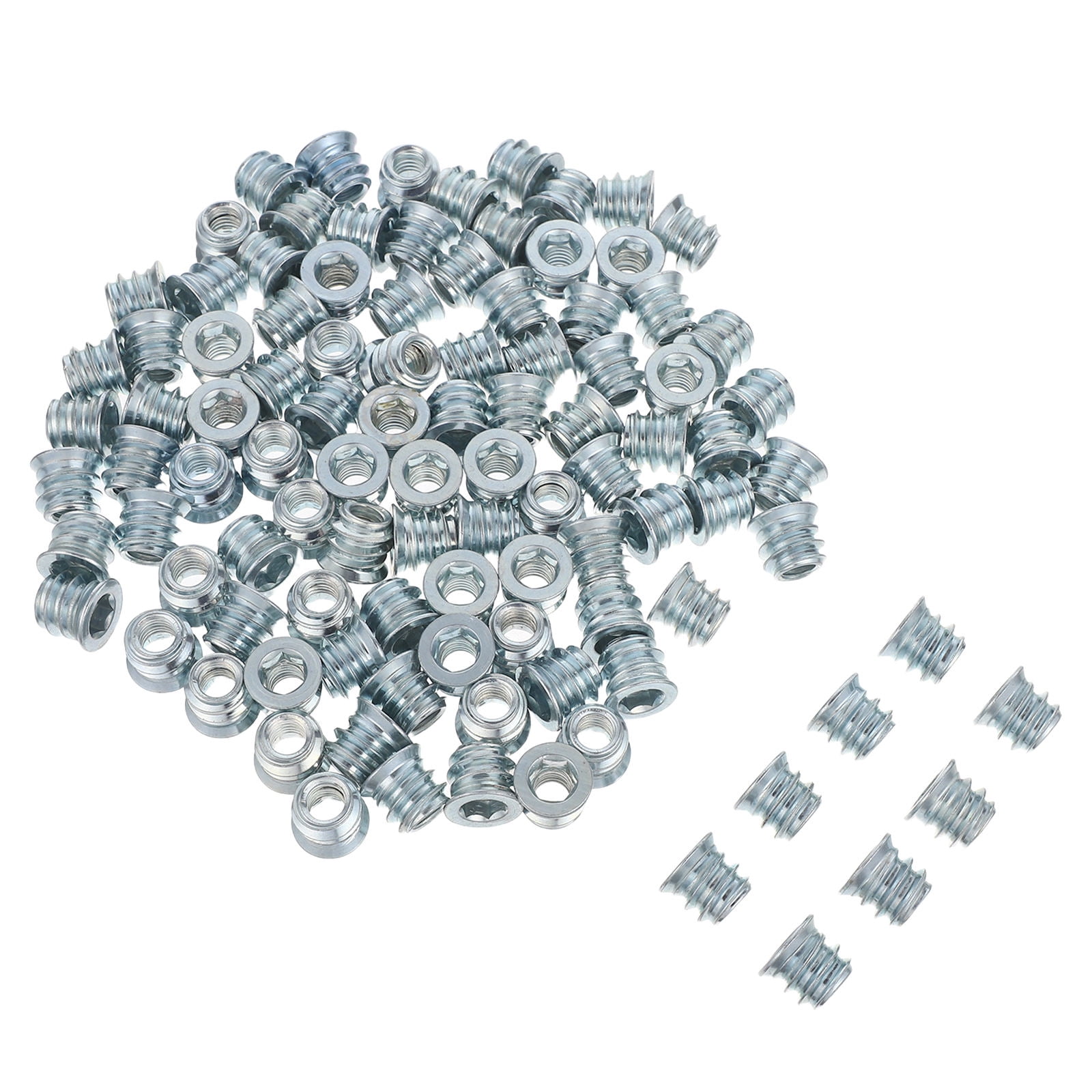 OULII 100Pcs Wood Insert Nut Kit Carbon Steel Threaded Furniture ...