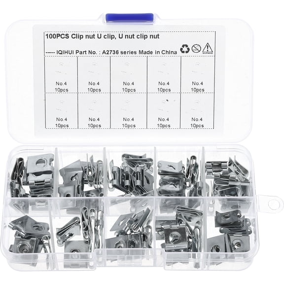OULII 100Pcs Metal Clip Nuts for Auto Body Panel Installation and Assembly