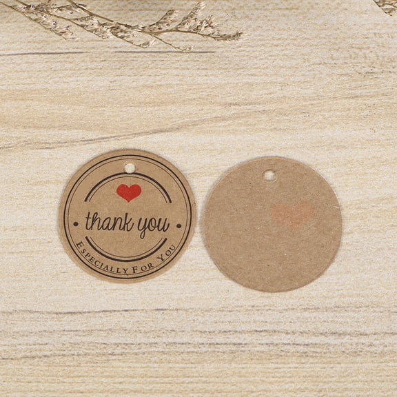 OULII 100Pcs Kraft Paper Tags Round T You Hangtags Coffee Color Decorative
