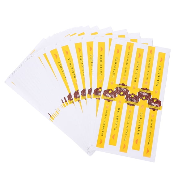 OULII 100Pcs Yellow Self Adhesive Baking Seal Stickers for Cookie Box Cake Packaging Home Use