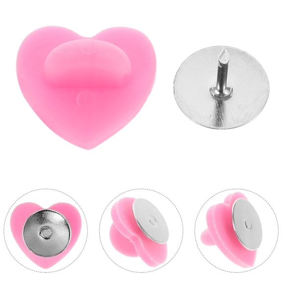 OULII 100Sets Pink Rubber and Metal Locking Pin Backs for Enamel Pins Lapel Hats Decorative Grip