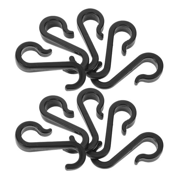 OULII 100Pcs Black Plastic S Hooks for Wire Rack Curtain Track System Easy DIY No Drill