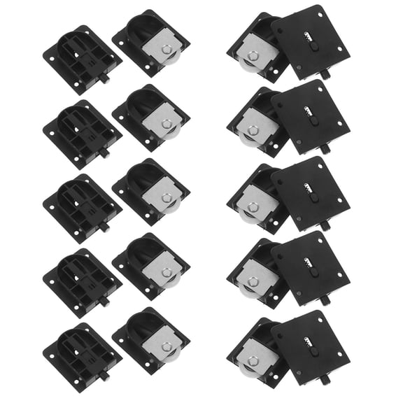 OULII 10Pairs Sliding Closet Door Rollers Black ABS Iron Strong Load Capacity Cabinet Furniture Wheels
