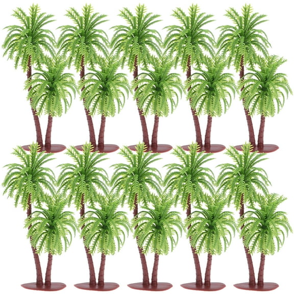 OULII 10Pcs Artificial Palm Tree Green Plastic Miniature Palm Model Ornament for Store Decoration Photography