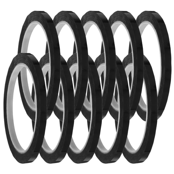 OULII 10Pcs Black Thin Washi Tape Pet Material Adhesive Board Tape for Crafting Automotive and Grid Marking