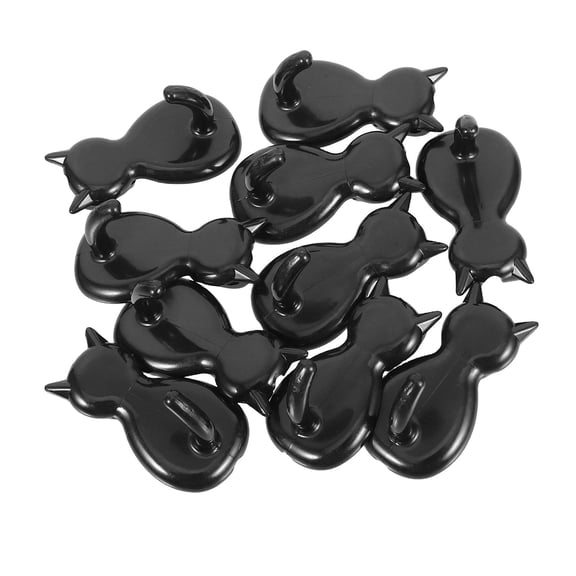 OULII 10Pcs Black Wall Grid Hooks Plastic Cat Design Wire Rack Accessories for Versatile Hanging