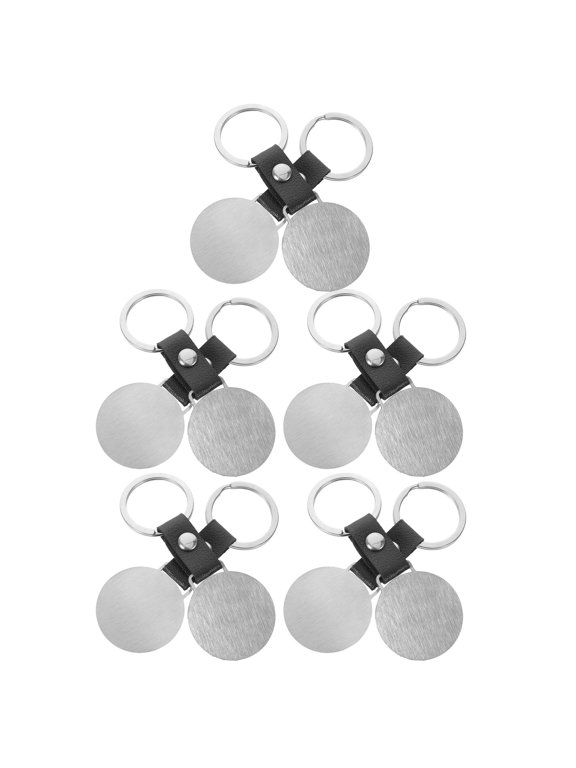 Stainless Steel Engravable Keychain Plated Silver Round for DIY Projects 10Pcs