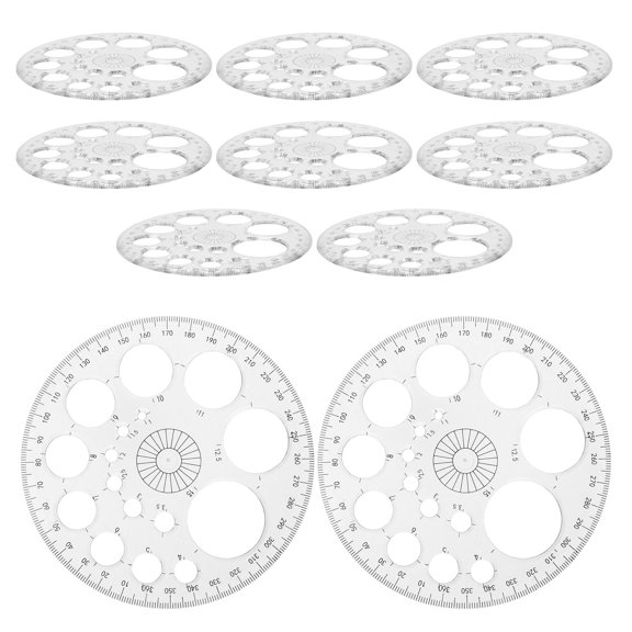 OULII 10Pcs Circle Round Stencil, Drafting Protractor 360 Template