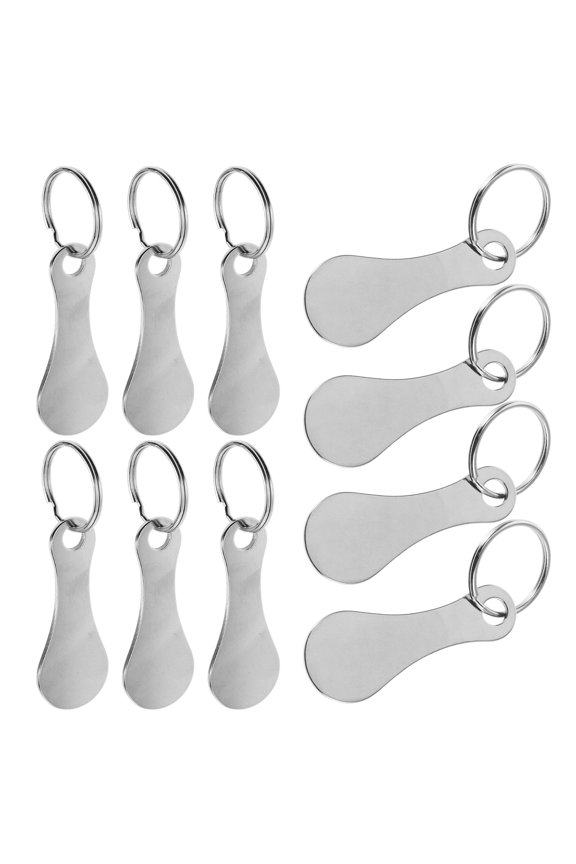 10Pcs Stainless Steel Shopping Cart Trolley Token Keychains for Portable Grocery Bags