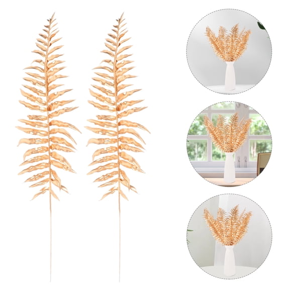 OULII 10Pcs Faux Golden Leaf Stems for Home Wedding Party Decoration Lifelike Artificial Leaves for Vase