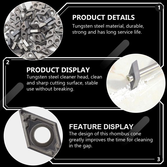 OULII 10Pcs Grey Tungsten Steel Grout Scraper Tool for Floor Tile Seam Cleaning and Removal