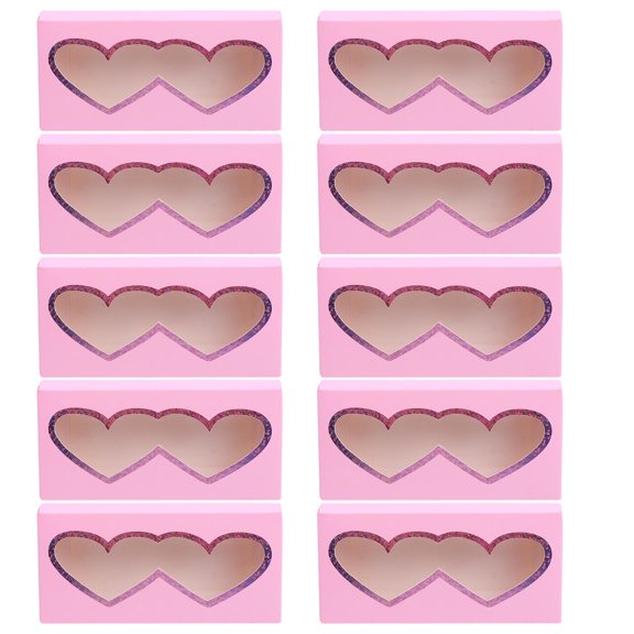 OULII 10Pcs Heart Shape Eyelash Organizer Boxes with Clear Window for Portable Lash Storage
