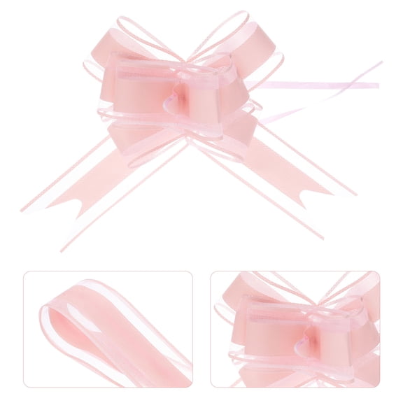 OULII 10Pcs Large Pull Bows Pink Chiffon Bow Party Decorations Indoor Outdoor Wedding Ceremony
