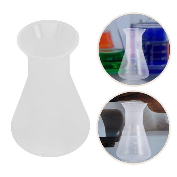 OULII 10Pcs Plastic Conical Flask with Spill Prevention for Laboratory Experiments