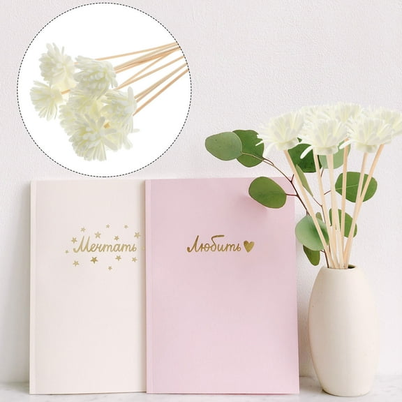 OULII 10Pcs White Chrysanthemum Aroma Diffuser Rattan Reeds for Home and Office Fragrance
