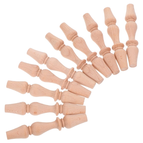 OULII Wooden Baluster Spindles Khaki 10Pcs Solid Wood Baluster
