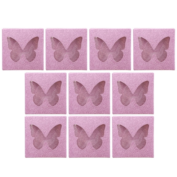 OULII 10Sets Pink Eyelash Storage Case with Lash Tray Charming Hollow Out Butterfly Style