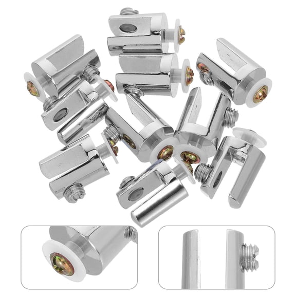 OULII  Plated Silver Zinc Alloy Mirror Clips, Bathroom Glass Clamp, Adjustable Support, 10Pcs