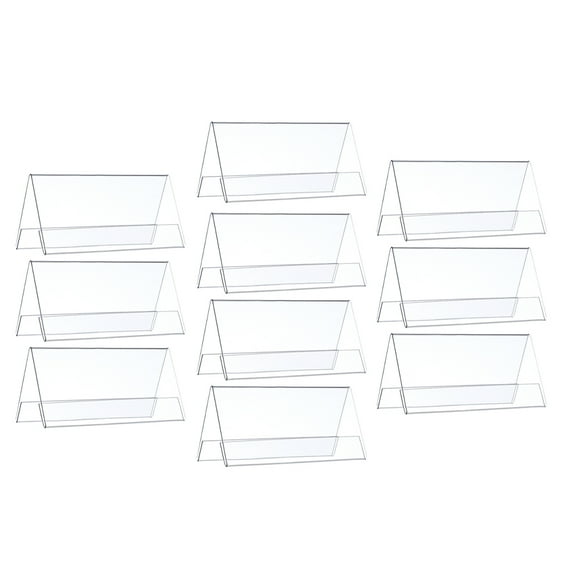 OULII 10Pcs Transparent Acrylic Name Plate Holders Dual Sided Desk Sign Display for Office