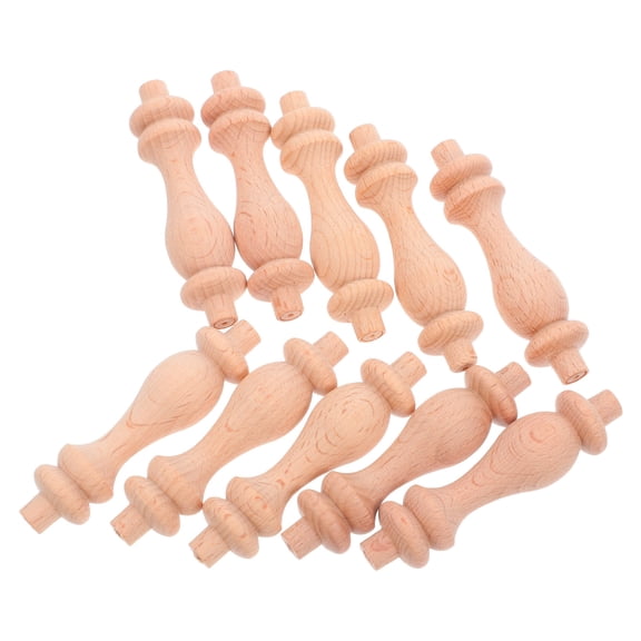 OULII 10Pcs Khaki Wood Stair Spindles Decorative Furniture Posts for Cabinet and Home Enhancement