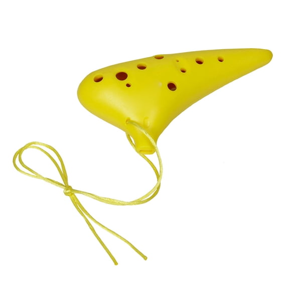 OULII Yellow ABS 12 Holes C Ocarina Alto Key Music Instrument with Carrying Bag for Beginner
