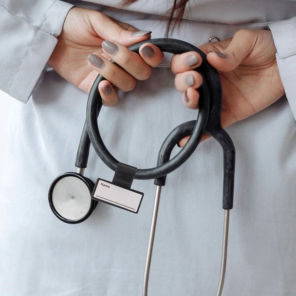 OULII 12Pcs Black Stethoscope Name Plates Plastic Tags Simple Attachment for Stethoscope Labeling