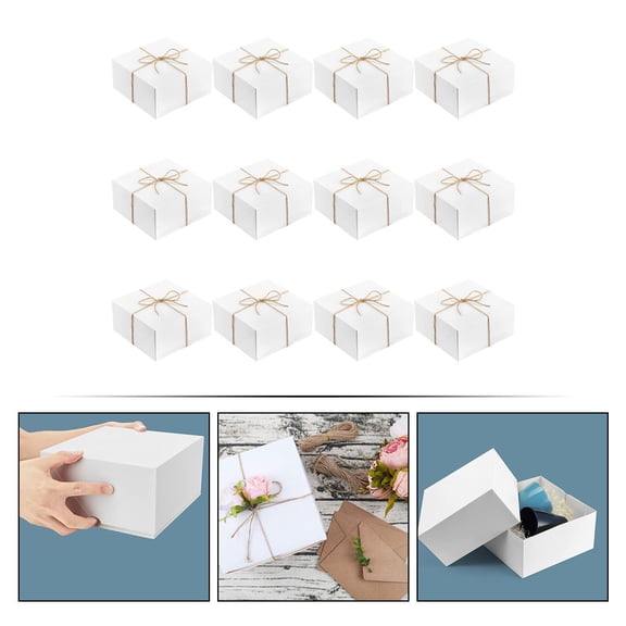 OULII Wedding Party Favor Boxes 12 Pcs White Kraft Paper Boxes for Event Organizers