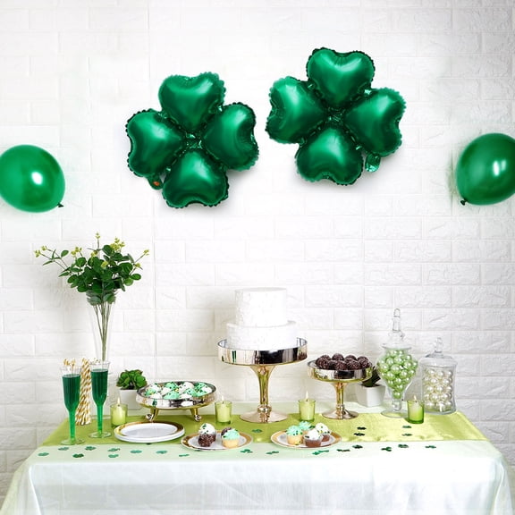OULII 12Pcs Four Leaf Clover Festival Balloon Green Aluminum Foil Party Decor