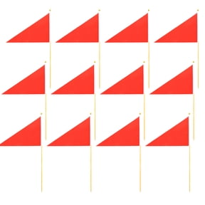 OULII 12Pcs High Visibility Red Marking Flags for Lawn Survey Irrigation Landscape Use