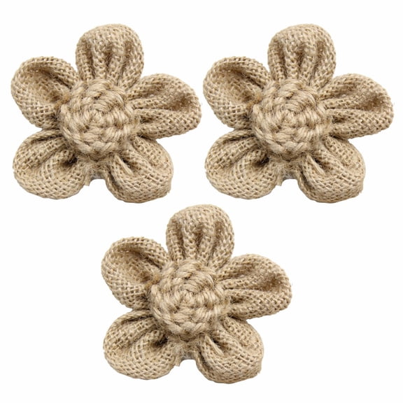OULII 12Pcs Handmade Jute Linen Flowers Vintage Rustic Roses for Wedding Party Decoration