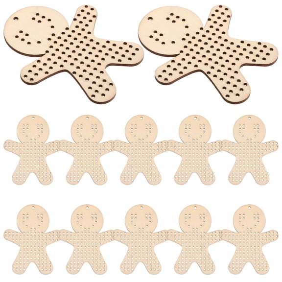 OULII 12Pcs Wood Mesh Mat Beige Handmade Favors for Crafting Tools Family Bonding Christmas