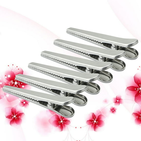 OULII 12Pcs Stainless Steel Sealing Clip for Kitchen Food Storage Bag Sealer Silver