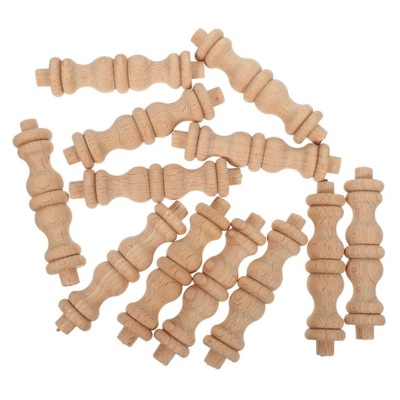 OULII Elegant Khaki Wooden Baluster Spindles for Home Decor Wine Cabinets 12pcs Solid Wood