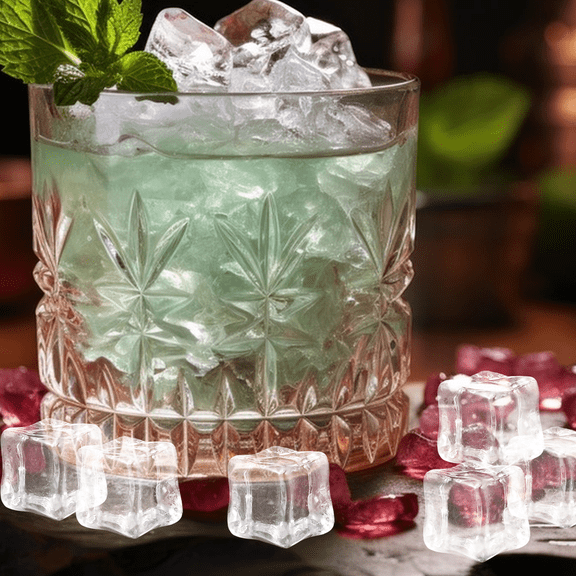OULII 130Pcs Acrylic Fake Ice Cubes for Kitchen Table Decoration and Party Use