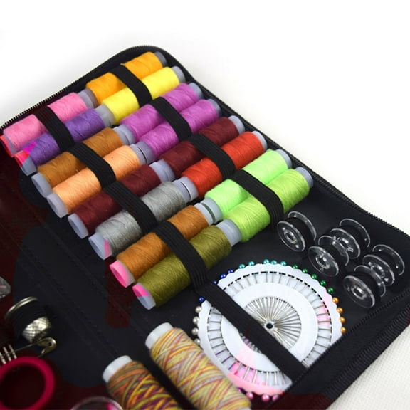 OULII Multifunctional Sewing Kit with 136 Pieces Metal Assorted Color for Whole Family Mending Travel