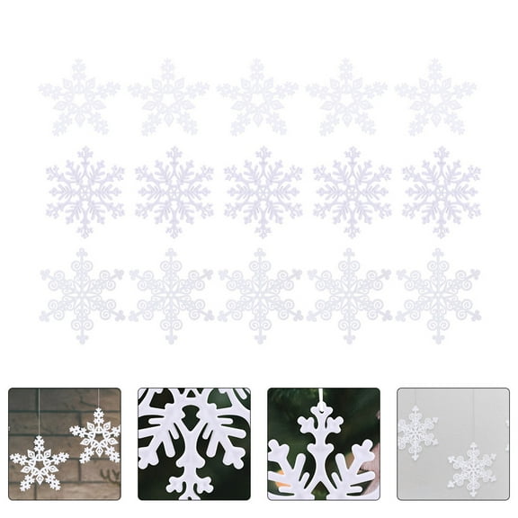 OULII 15Pack Craft Snowflakes for DIY Supply and Winter Decor in White