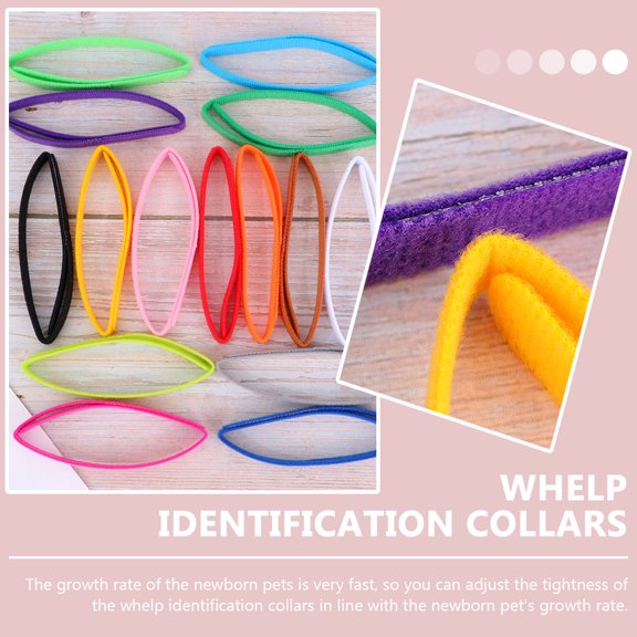 OULII 15Pcs Puppy Identification Collar Adjustable Whelp Bands for Fast Growing Pets Assorted Colors