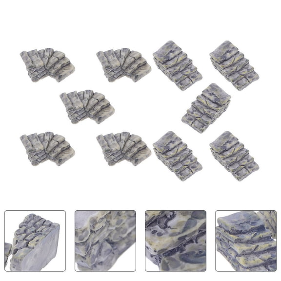 OULII Dark Grey Resin Miniature Craft Accessories 16 Pcs for Dollhouse Indoor Decoration