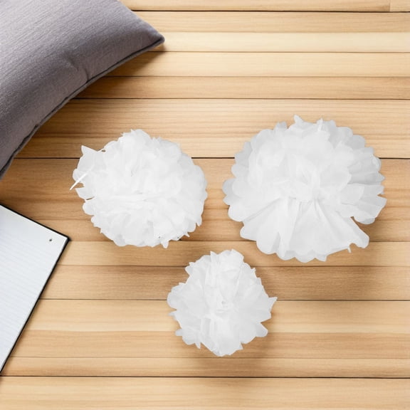 OULII 18Pcs White DIY Tissue Paper Pom Poms for Ceiling Wall and Table Party Decorations