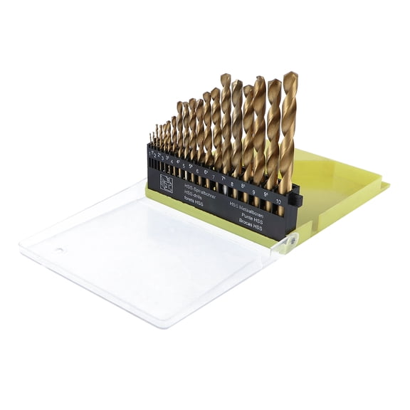 OULII 19Pcs High Hardness Golden Steel Drill Bit Set for Metal Wood and Plastic Lightweight Carry